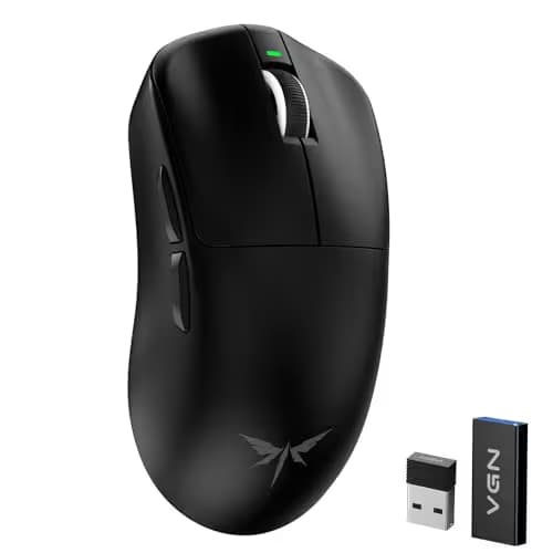 VGN Dragonfly F1 MOBA Wireless Gaming Mouse, 55g Ultralight, PAW3395 26K DPI Optical Sensor, Optimized Tactile Click Feel, Anti-Slip Silver Coating Grip, 4000Hz Polling Supported, Esports Mouse, Black image