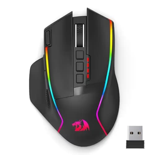 Redragon Wireless Gaming Mouse, Ergonomic Mouse 16000 DPI with Rapid Fire Key, 9 Macro Buttons, 170-Hour Durable Power Capacity and RGB Backlight Wired/Wireless Mouse for Laptop/Mac/PC main image