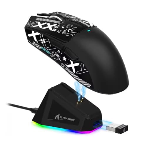 ATTACK SHARK X11 Lightweight Wireless Gaming Mouse with RGB Charging Dock,Tri-Mode-2.4G/USB-C Wired/BT,22K DPI,PAW3311 Optical Sensor,HUYU Switch, 5 programmable Buttons for PC/Mac(Black&Sticker) main image