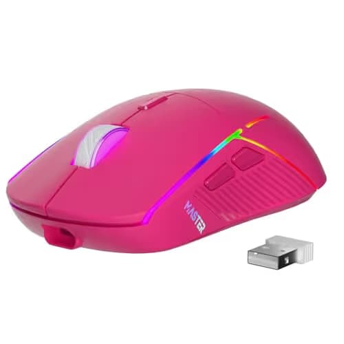 FFJ Wireless Gaming Mouse, 24000 DPI, Tri-Mode 2.4G/USB-C/Bluetooth 5.3 Gaming Mouse Wireless, RGB Programmable Mouse Gamer, 75Hrs Battery Life, Rechargeable Gaming Mice for PC, Mac, PS5, Xbox-Magenta image