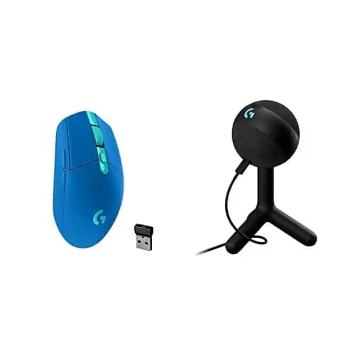 Logitech G305 Lightspeed Wireless Gaming Mouse, Blue + Yeti Orb RGB Gaming Microphone with LIGHTSYNC, USB Mic for Streaming image