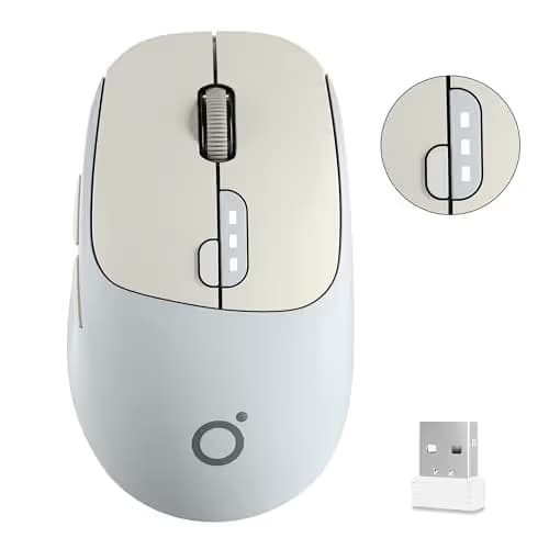 SEUNKWANG EWEADN Q5 Wireless Mouse, Bluetooth & 2.4G Quiet Computer Mouses with Battery Level Display, 1600 DPI, Ergonomic Office Mouse, 6 Button Portable Cute Computer Mouse for Laptop/PC/Mac - Grey image