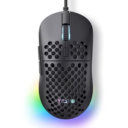 TMKB Falcon M1SE Ultralight Honeycomb Gaming Mouse, High-Precision 12800DPI Optical Sensor, 6 Programmable Buttons, Customizable RGB, Drag-Free Paracord, Ergonomic Wired Gaming Mouse - Matte Black image