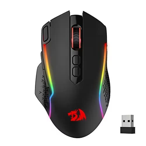 Redragon M810 Pro Wireless Gaming Mouse, 10000 DPI Wired/Wireless Gamer Mouse w/Rapid Fire Key, 8 Macro Buttons, 45-Hour Reliable Power Capacity and RGB Backlit for PC/Mac/Laptop main image