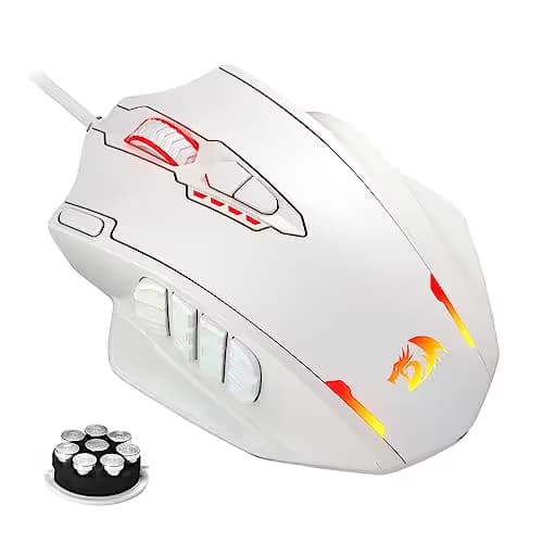 Redragon M908 Impact RGB LED MMO Gaming Mouse with 12 Side Buttons, Optical Wired Ergonomic White main image