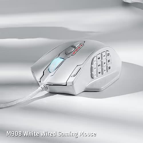 Redragon M908 Impact RGB LED MMO Gaming Mouse with 12 Side Buttons, Optical Wired Ergonomic White image