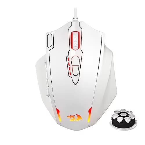 Redragon M908 Impact RGB LED MMO Gaming Mouse with 12 Side Buttons, Optical Wired Ergonomic White image