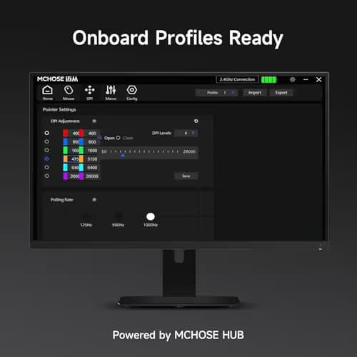 MCHOSE L7 Ultra+ Wireless Gaming Mouse, Lightweight 48g, Ergonomic Mouse with 42K DPI, PAW3950, Optical Switch, 20000 FPS, Dual 8K Polling and 7 Programmable Buttons, 3-Mode Connect, PC/Mac - Black image