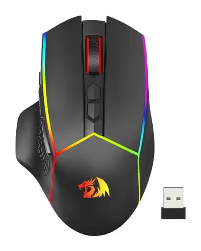 Redragon Wireless Gaming Mouse, Tri-Mode 2.4G/Bluetooth/USB-C, 7 Programmable Buttons, Tactile Rapid Fire Key, 8000 DPI RGB Ergonomic Mouse for PC Windows Gaming & Work, M814 image