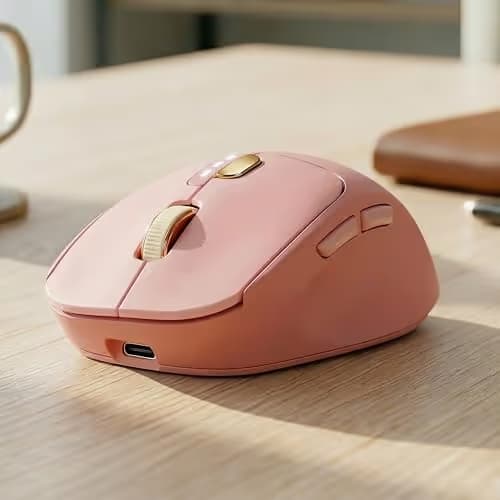 EWEADN Q5 Wireless Mouse, Bluetooth & 2.4G Quiet Computer Mouses with Battery Level Display, 1600 DPI, Ergonomic Office Mouse, 6 Button Portable Cute Computer Mouse for Laptop/PC/Mac - Rose Pink main image