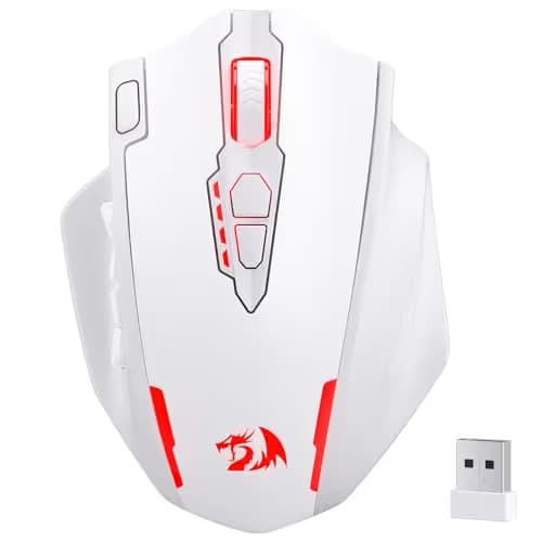 Redragon M913 MAX Wireless Gaming Mouse, 26000 DPI MMO Optical Mouse with 16 Programmable Buttons, BT & 2.4G Wireless, Software Supports DIY Keybinds, White main image