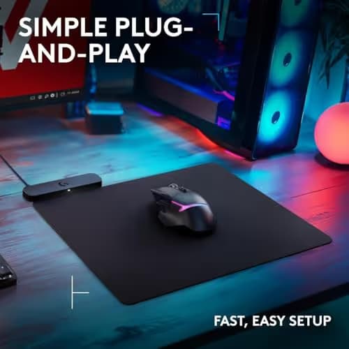 Logitech G309 Lightspeed Wireless Gaming Mouse + Powerplay 2 Wireless Charging Mouse Pad Bundle - Black image