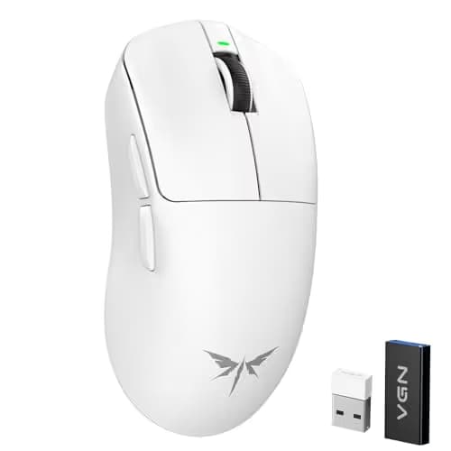 VGN Dragonfly F1 MOBA Wireless Gaming Mouse, 55g Ultralight, PAW3395 26K DPI Optical Sensor, Optimized Tactile Click Feel, Anti-Slip Silver Coating Grip, 4000Hz Polling Supported, Esports Mouse, White image