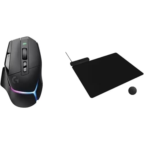 Logitech G502 X Plus Lightspeed Wireless Gaming Mouse + Powerplay 2 Wireless Charging Mouse Pad Bundle - Black image