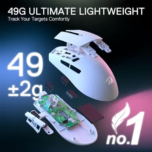 Redragon M916 PRO 3-Mode Wireless Gaming Mouse, 55G Ultra-Light 26K DPI Mouse w/Ergonomic Natural Grip Build, Full Programmable Buttons, Software Supports DIY Keybinds & DPI image