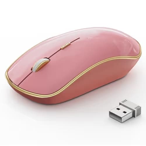 JOYACCESS Wireless Mouse for Laptop - Ultra Thin, Silent, 2400 DPI Portable Optical Mouse for Laptop,Computer,MacBook,Windows, Chromebook, PC - Pink image