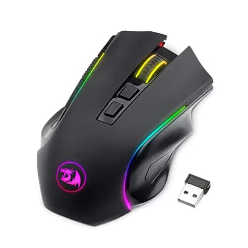 Redragon M602 Griffin RGB Gaming Mouse, RGB Spectrum Backlit Ergonomic Mouse with 7 Programmable Backlight Modes up to 8000 DPI for Windows PC Gamers (Black, Wireless) image