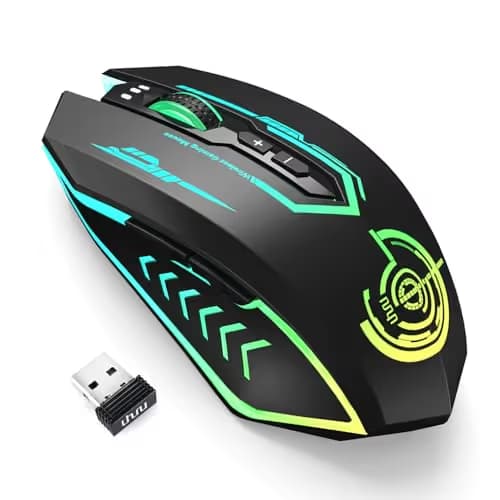 UHURU Wireless Gaming Mouse Up to 12000 DPI, Rechargeable USB-C Wireless Mouse with 7 Buttons 7 Dynamic LED Color Ergonomic Programmable MMO RPG for PC Laptop, Compatible with Windows Mac image