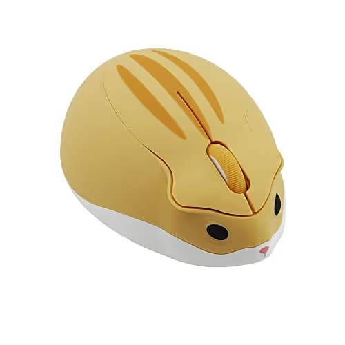 2.4GHz Wireless Mouse Cute Hamster Shape Less Noice Portable Mobile Optical 1200DPI USB Mice Cordless Mouse for PC Laptop Computer Notebook MacBook Kids Girl Men Women Adults Gift (Yellow) image