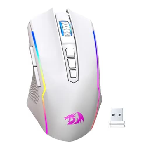 Redragon Wireless Gaming Mouse, Tri-Mode 2.4G/USB-C/Bluetooth Mouse Gaming, 12000 DPI, RGB Backlit, Fully Programmable, Rechargeable Wireless Computer Mouse for Laptop PC Mac, White main image