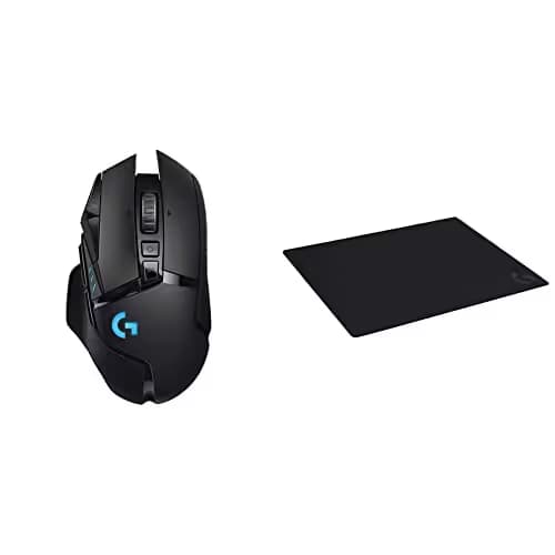 Logitech G502 Lightspeed Wireless Gaming Mouse with Lightsync RGB - Black Logitech G640 Large Cloth Gaming Mouse Pad, Optimized for Gaming Sensors Mac and PC Gaming Accessories image