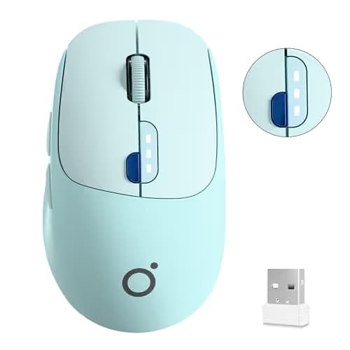 SEUNKWANG EWEADN Q5 Wireless Mouse, Bluetooth & 2.4G Quiet Computer Mouses with Battery Level Display, 1600 DPI, Ergonomic Office Mouse, 6 Button Portable Cute Computer Mouse for Laptop/PC/Mac - Blue image