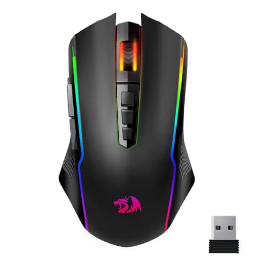 Redragon Wireless Gaming Mouse, Tri-Mode 2.4G/USB-C/Bluetooth Mouse Gaming, 12000 DPI, RGB Backlit, Fully Programmable, Rechargeable Wireless Computer Mouse for Laptop PC Mac, Black image