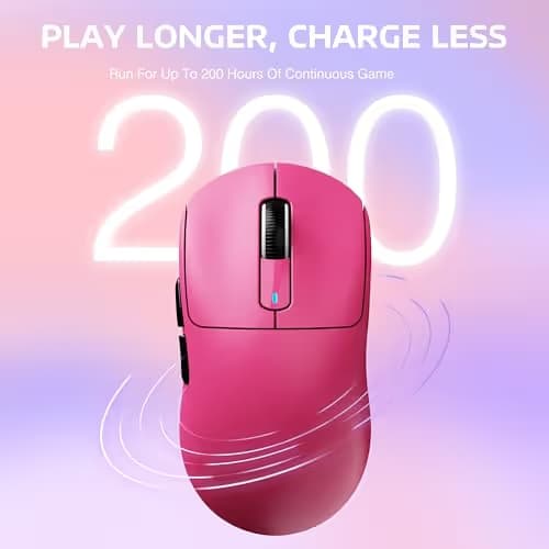 ATTACK SHARK X3 Wireless Gaming Mouse, 49g Ergonomic Computer Mouse, Triple Modes PAW3395 26K DPI Optical Sensor, 200h Battery Life, Programmable Buttons, Gaming Accessories for PC/Laptop/Mac (Berry) image