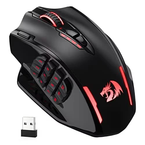 Redragon M913 Impact Elite Wireless Gaming Mouse, 16000 DPI Wired/Wireless RGB Mouse with 16 Programmable Buttons, 45 Hr Battery and Pro Optical Sensor, 12 Side Buttons MMO Mouse main image