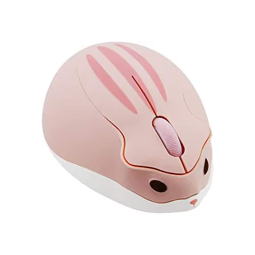 2.4GHz Wireless Mouse Cute Hamster Shape Less Noice Portable Mobile Optical 1200DPI USB Mice Cordless Mouse for PC Laptop Computer Notebook MacBook Gaming Kids Girl Men Women Adults Gift (Pink) image