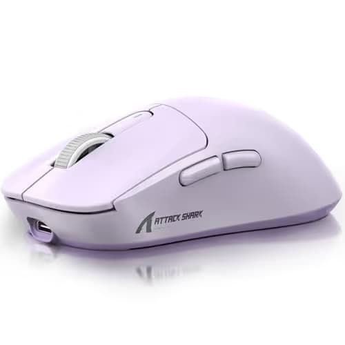 ATTACK SHARK X3 Wireless Gaming Mouse, 49g Ergonomic Computer Mouse, Triple Modes PAW3395 26K DPI Optical Sensor, 200h Battery Life, Programmable Buttons, Gaming Accessories for PC/Laptop/Mac (Purple) main image
