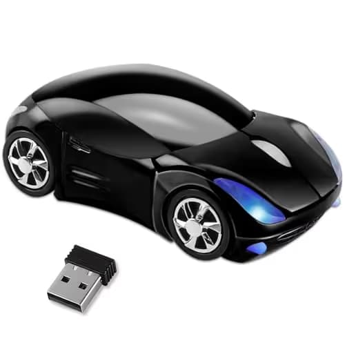 HuGuWdy Black Car Mouse，2.4G with USB Reciver 1600DPI Computer Mice Wireless for Computer Cute Wireless Mouse for Laptop Computer Tablet for Windows for Mac OS for Christmas（Black） main image