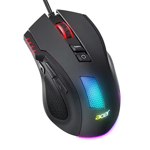 acer Wired Gaming Mouse, 12,800 DPI RGB Ergonomic Computer Mouse with Optical Sensor, 8 Programmable Buttons, 12 Backlit Modes, Software for DIY Keybinds, Rapid Fire, USB Gaming Mice for Laptop, PC main image