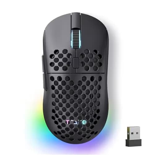 TMKB Falcon M1 Wireless Gaming Mouse, 24000DPI Optical Sensor, 180Hrs Battery, Lightweight, 6 Programmable Buttons, RGB Strip, 2.4G/BT5.2/USB-C Wired for PC/Mac/Laptop - Matte Black image