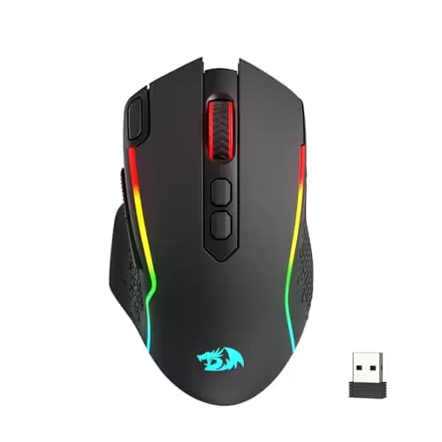 Redragon M810 MAX 3-Mode Wireless Gaming Mouse, 12000 DPI Wired/Wireless RGB Mouse w/Rapid Fire Key, 8 Macro Buttons, 188-Hour Reliable Power Capacity for PC/Mac/Laptop image