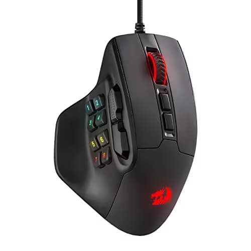 Redragon M811 Aatrox MMO Gaming Mouse, 15 Programmable Buttons Wired RGB Mouse w/Ergonomic Natural Grip Build, 10 Side Macro Keys, Software Supports DIY Keybinds & Backlit main image