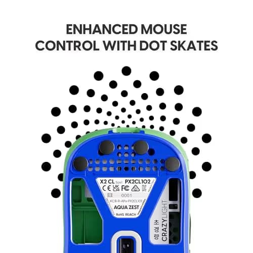 Pulsar Gaming Gears X2 Crazylight Wireless Gaming Mouse, Ultra Lightweight 1.23 oz (35g), Optical Switch, 32000 DPI, 750 IPS, XS-1 Sensor, 8k Compatible Mini (Aqua Zest) image