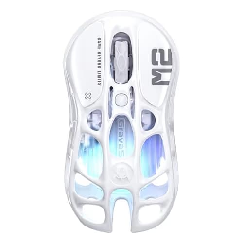 GravaStar Mercury M2 Wireless Gaming Mouse with 26,000 DPI, PAW3395DM Sensor -79g Lightweight Hollowed-Out Design -5 Programmable Buttons -5 Dynamic Lightsync RGB (White) main image