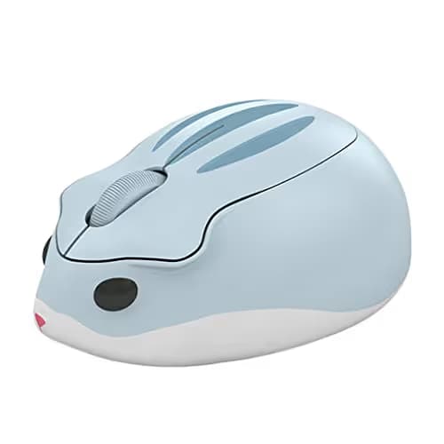 2.4GHz Wireless Mouse Cute Hamster Shape Less Noice Portable Mobile Optical 1200DPI USB Mice Cordless Mouse for PC Laptop Computer Notebook MacBook Kids Girl Men Women Mom Dad Gift (Blue) image