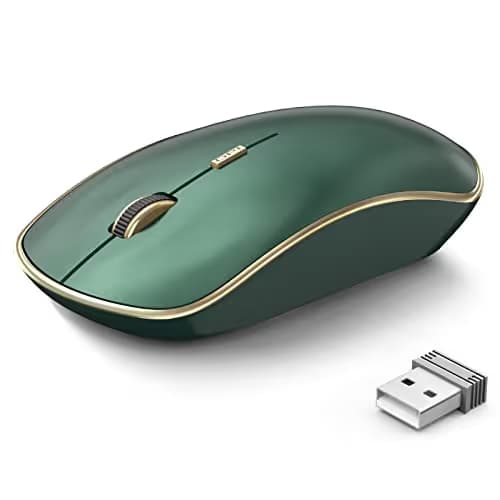 JOYACCESS 2.4G Slim Wireless Silent Mouse, Portable Wireless Computer Mouse with 5 Adjustable DPI Levels, USB Mice for Desktop, Notebook, MacBook, Chromebook, PC (Green) image