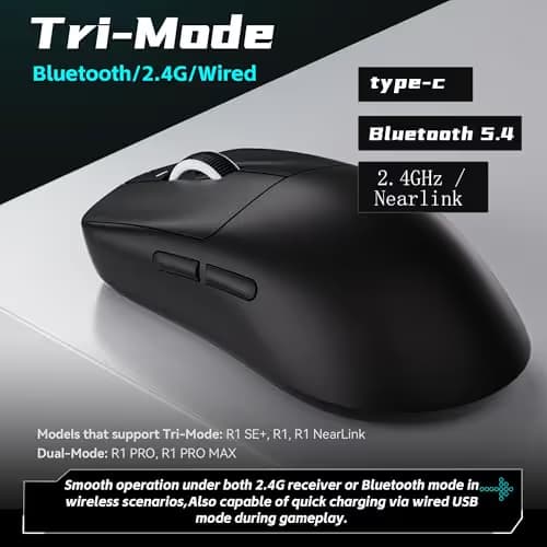 ATK VXE Dragonfly R1 SE+ Wireless Gaming Mouse, 55g Lightweight, PAW3395 SE Sensor, Adjustable DPI, 2k Polling, 70 Hr Battery Life, Tri-Mode 2.4G/Bluetooth/Wired image