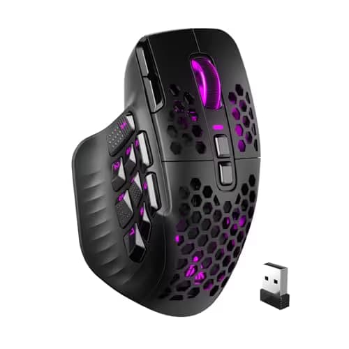 SOLAKAKA SM809 Pro Gaming Mouse with 9 Side Buttons,24000 DPI RGB Mouse for Gamer,16 Programmable Macros MMO Mouse,Black image