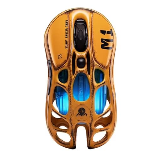 GravaStar Mercury M1 Pro Gaming Mouse, Lightweight Magnesium Alloy, 26,000 DPI, PAW3395DM Sensor, 5 Programmable Buttons, Support Wired/2.4GHz/BT, Up to 200 Hours Battery Life (Battle-Yellow) image