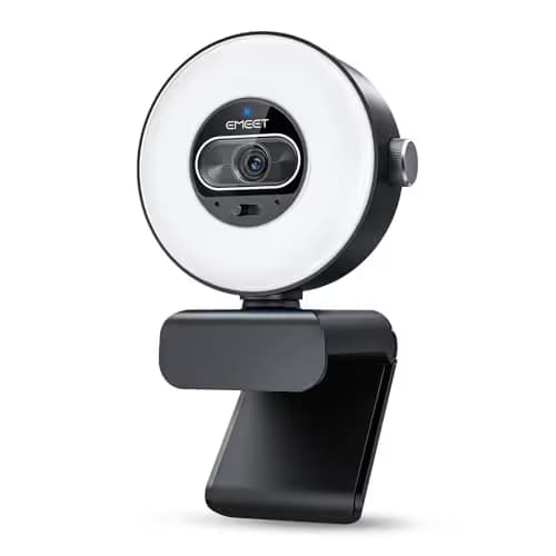 EMEET S600L 4K Webcam for Streaming with Ring Light, 4 Lighting Modes, Rainbow Effect, 1/2" Sensor, AI Imaging, 0.2S PDAF, 2 Mics, Dial Control, 4K Webcam with Light for OBS/Twitch/YouTube/Zoom/PC/Mac main image