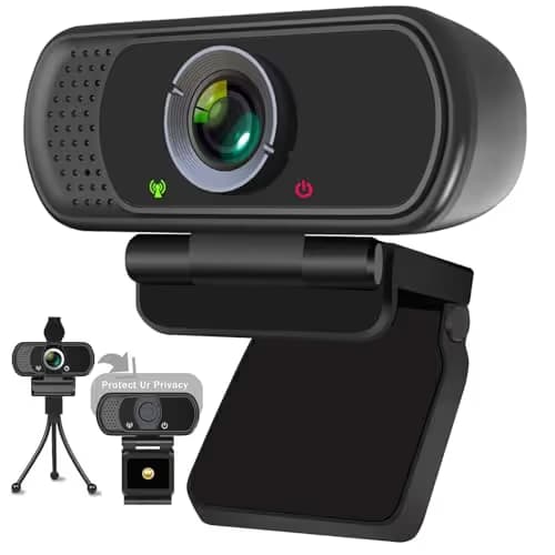 XPCAM Full HD 1080P Webcam with Privacy Shutter and Tripod, Pro Streaming Web Camera with Microphone, Widescreen USB Computer Camera for Laptop Desktop Mac main image