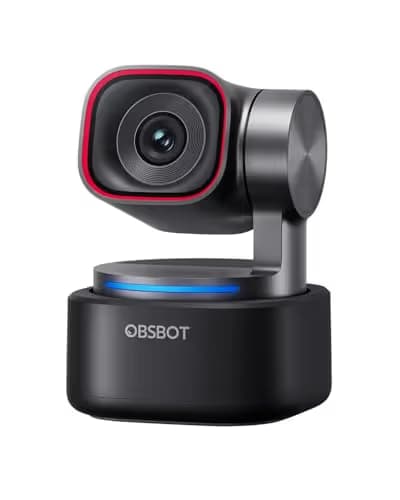 OBSBOT Tiny 3 AI-Powered Spatial Audio 4K Webcam, AI Tracking PTZ Camera with 1/1.28" Sensor, Tri-Mic, Voice & Gesture Control, 120FPS, HDR, Web Cam for PC, Laptop, Streaming, Meeting, Switch 2, etc. image