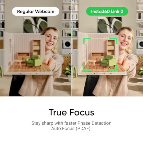 Insta360 Link 2 - PTZ 4K Webcam for PC/Mac, 1/2" Sensor, AI Tracking, HDR, AI Noise-Canceling Mic, Gesture Control for Streaming, Video Calls, Gaming, Works with Zoom, Teams, Twitch & More image