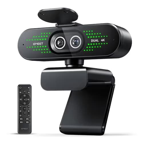 EMEET NOVA 4K Dual-Camera 4K Webcam for PC, Wide-Angle and Telephoto Cameras, Max 11X Hybrid Zoom, PDAF Focus, Remote Control, RGB Lights, Webcam with Microphone for Business or Personal Online Calls main image
