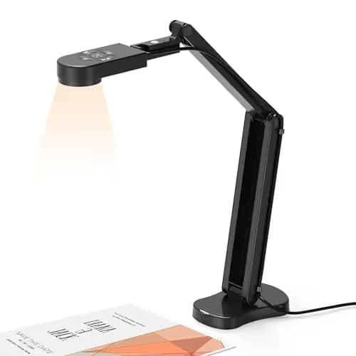 Kitchbai 4K USB Document Camera for Teacher, 8MP Webcam & Visualiser for A3 Size with Dual Microphones, 3-Level LED Light, Image Invert, Foldable for Live Demo, Work with Windows, macOS and Chrome OS image