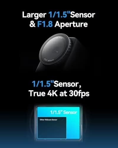 Hollyland Lyra Webcam UHD 4K Webcam for PC, 1/1.5" Sensor, Auto Framing, PDAF, Control for Live Streaming, Video Calls, Gaming, Works with Zoom, Teams, Twitch & More image